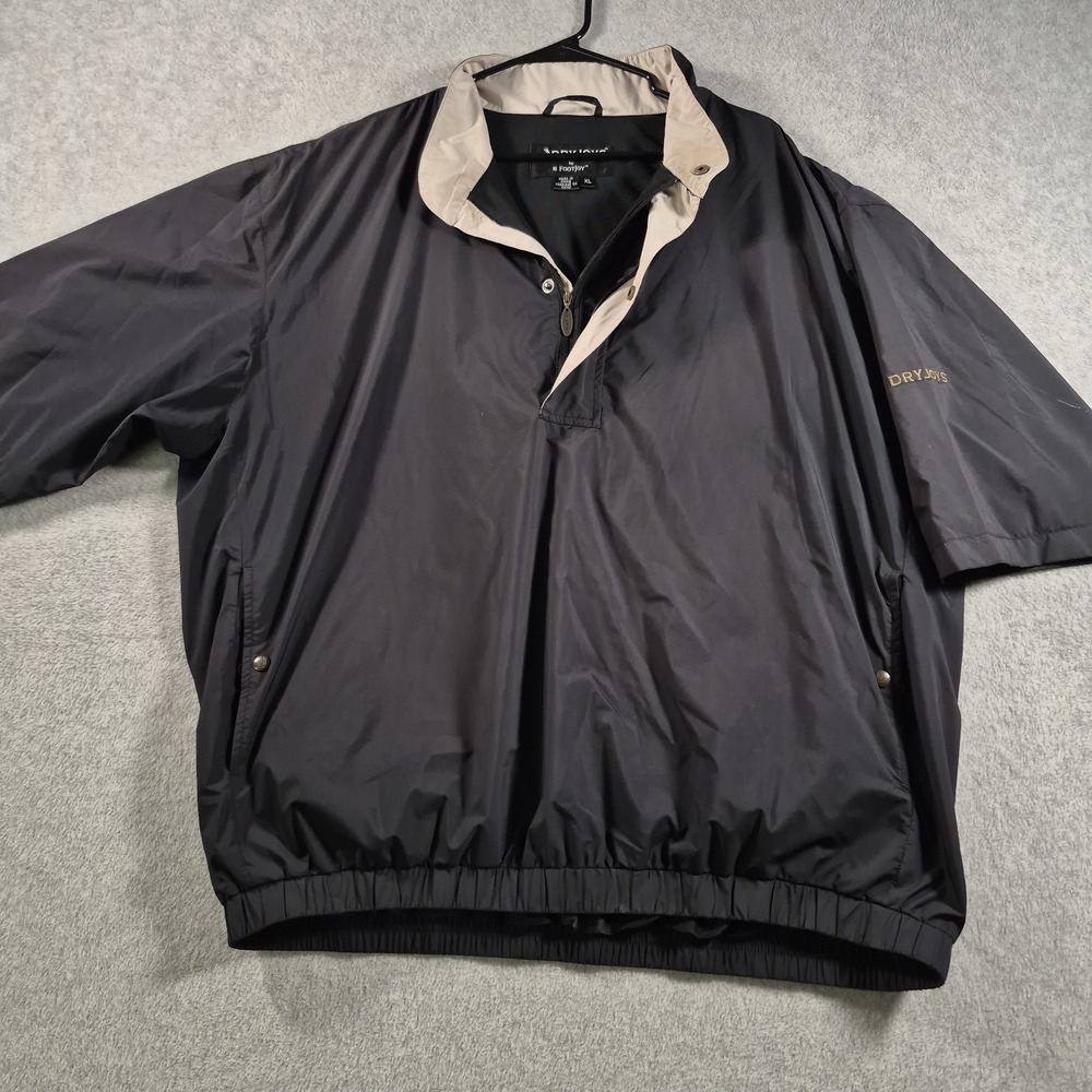 FootJoy DryJoys Pullover Mens XL Black Short Sleeve 1/2 Zip‎ Waterproof Wind